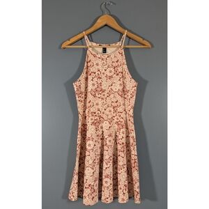 ❤️ Fit And Flare Floral Size Small Burnt Orange and Off White Skater Sundress